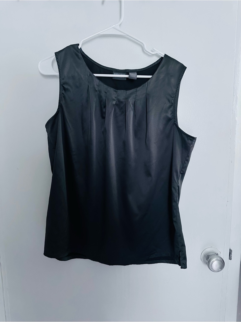 Chico's Black Satin Pleated Sleeveless Top
